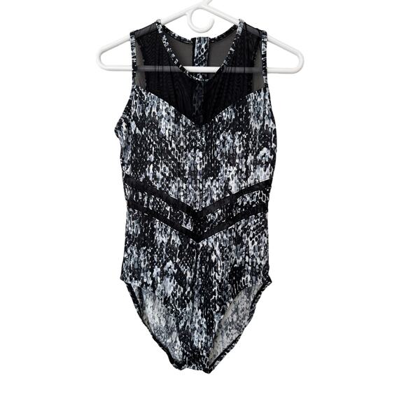 Aqua Green‎ Black White One Piece Swimsuit Size Medium - Picture 1 of 7